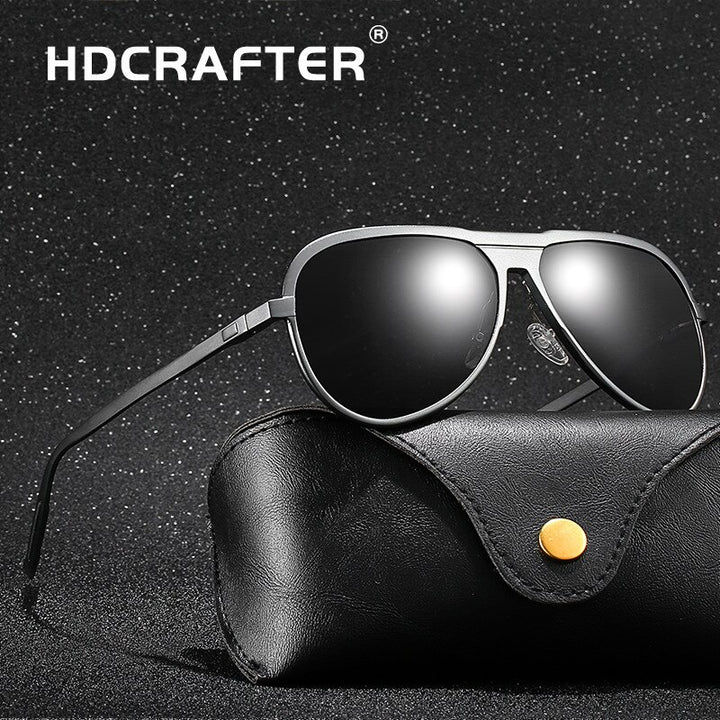 Hdcrafter Men's Full Rim Aluminum Magnesium Round Frame Polarized Sunglasses G9828 Sunglasses HdCrafter Sunglasses
