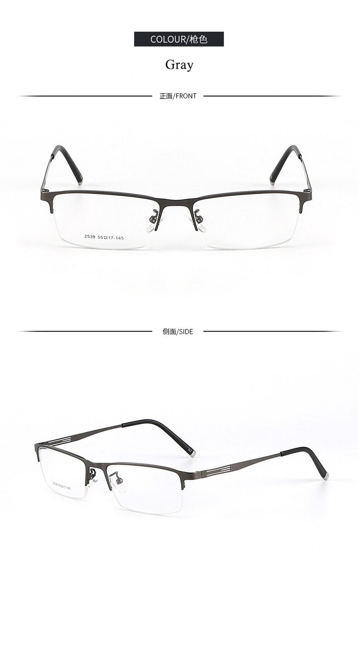 Men's Titanium Alloy Square Semi Rim Eyeglasses Sc2539 Semi Rim Bclear