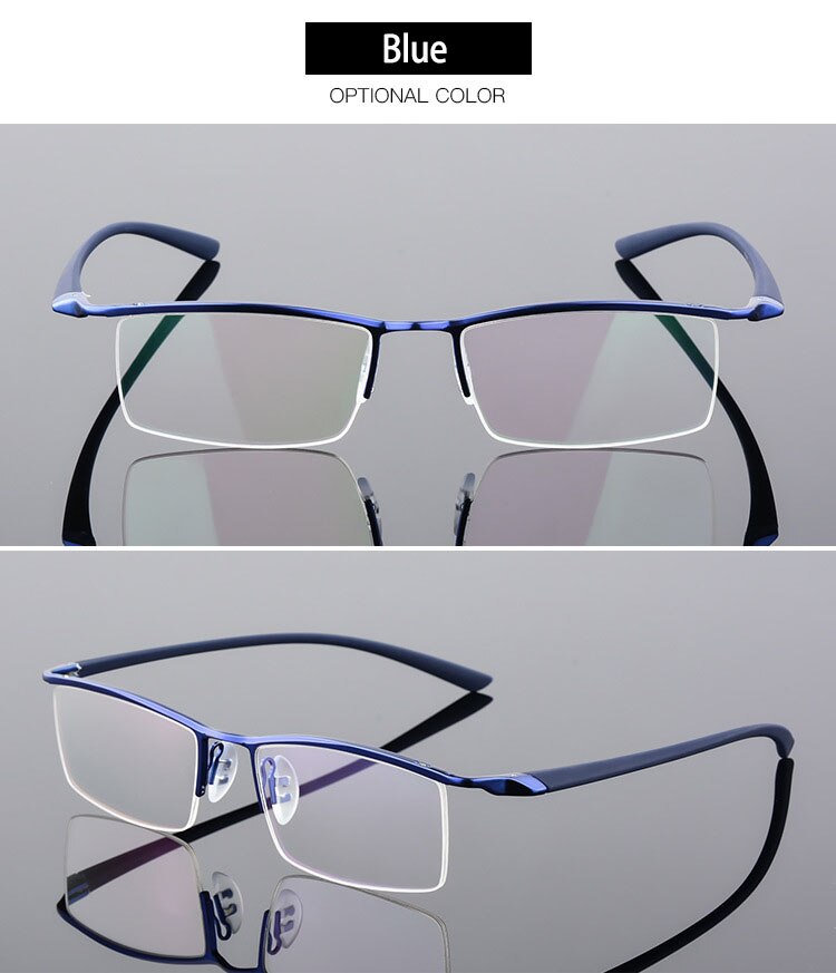 Bclear Men's Browline Semi Rim Eyeglasses Alloy 8190 Semi Rim Bclear