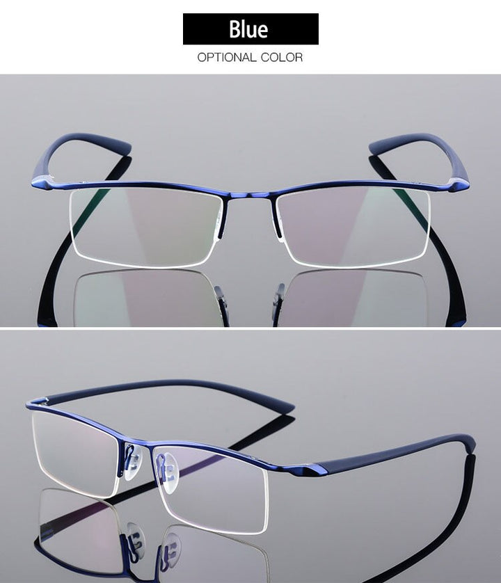 Bclear Men's Browline Semi Rim Eyeglasses Alloy 8190 Semi Rim Bclear