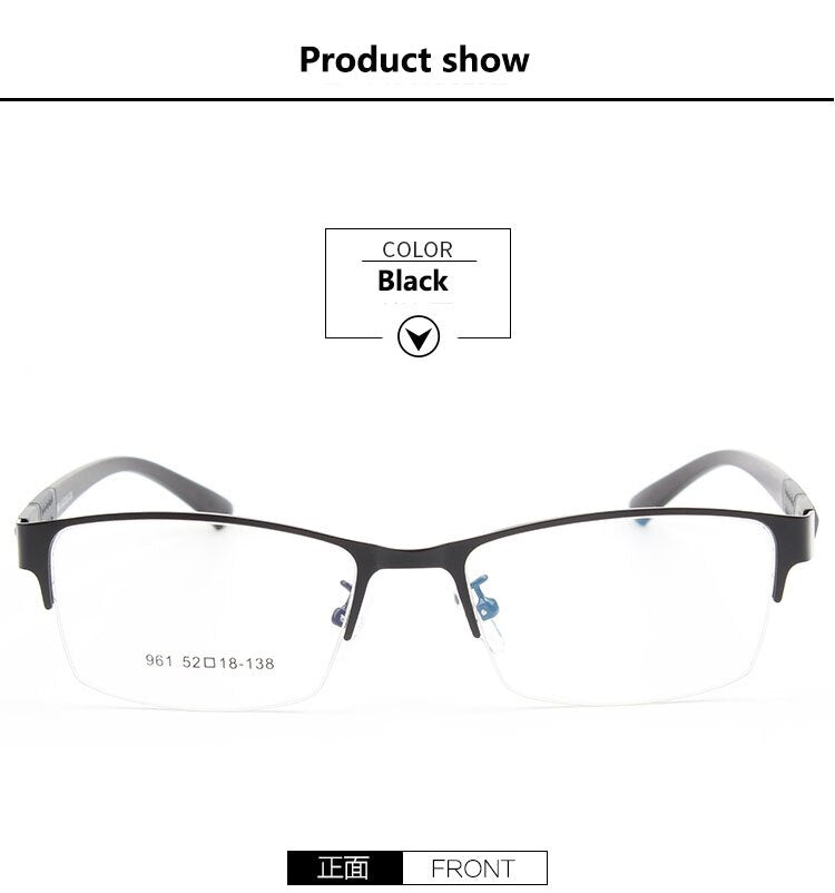 Bclear Men's Semi Rim Alloy Tr 90  Square Eyeglasses  961 Semi Rim Bclear