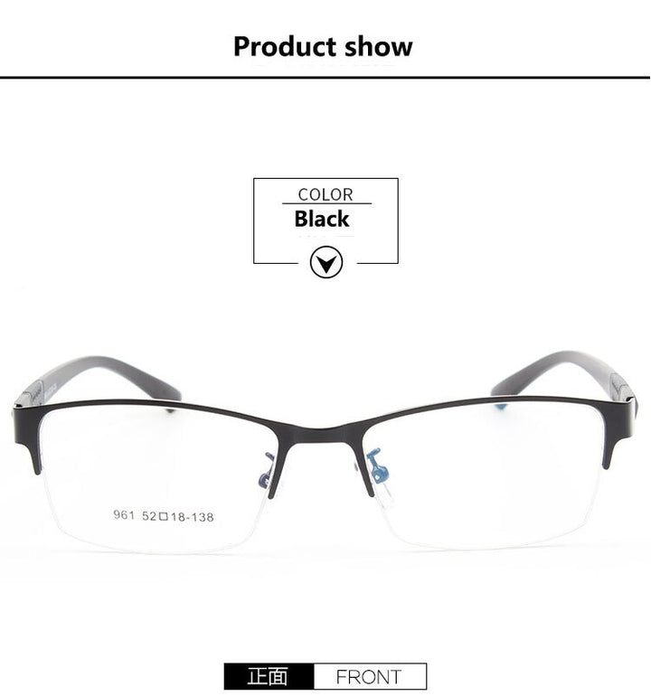 Bclear Men's Semi Rim Alloy Tr 90  Square Eyeglasses  961 Semi Rim Bclear