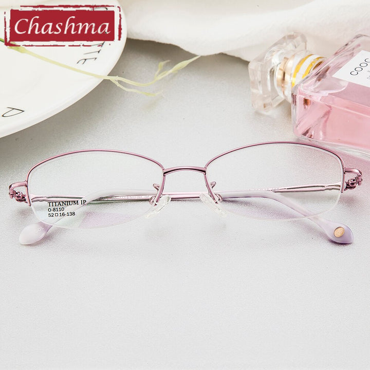 Chashma Women's Semi Rim Oval Titanium Eyeglasses 8110 Semi Rim Chashma