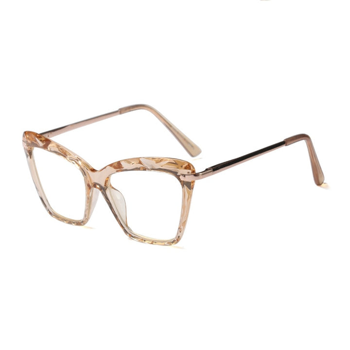 Hotony Women's Full Rim Cat Eye Acetate Frame Eyeglasses 97533 Full Rim Hotony Auburn