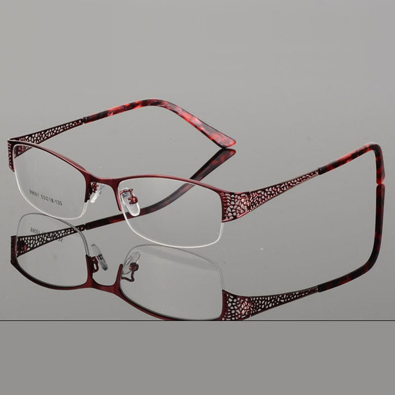 Reven Jate Women's Semi Rim Rectangle Alloy Eyeglasses 99001 Semi Rim Reven Jate