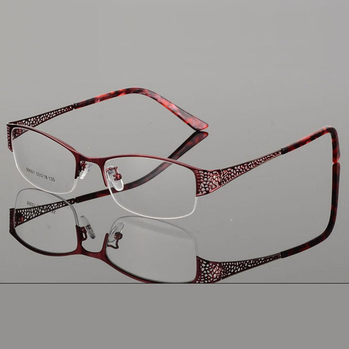 Reven Jate Women's Semi Rim Rectangle Alloy Eyeglasses 99001 Semi Rim Reven Jate