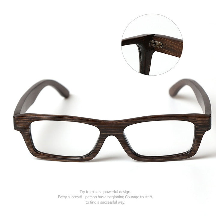 Hdcrafter Unisex Full Rim Square Bamboo Wood Frame Eyeglasses 56190 Full Rim Hdcrafter Eyeglasses