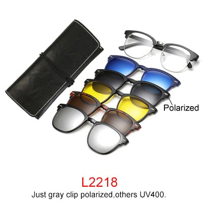 Ralferty Magnet Sunglasses Men Women Luxury Brand Polarized Uv400 5 In 1 Clip On Grade Glasses Frame With Clip Ons Ralferty L2218