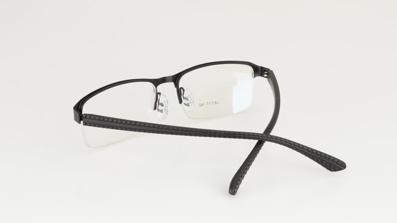 Hdcrafter Men's Semi Rim Rectangle Titanium Alloy Frame Photochromic Reading Glasses 9bs Reading Glasses Hdcrafter Eyeglasses