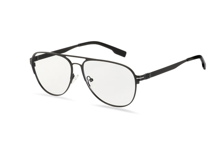 Hotony Men's Full Rim Round Alloy Double Bridge Frame Eyeglasses Full Rim Hotony black