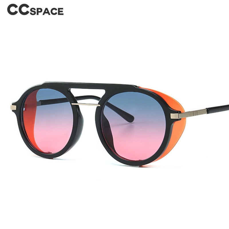 CCspace Unisex Full Rim Round Resin Steampunk Frame Sunglasses 46122 Sunglasses CCspace Sunglasses