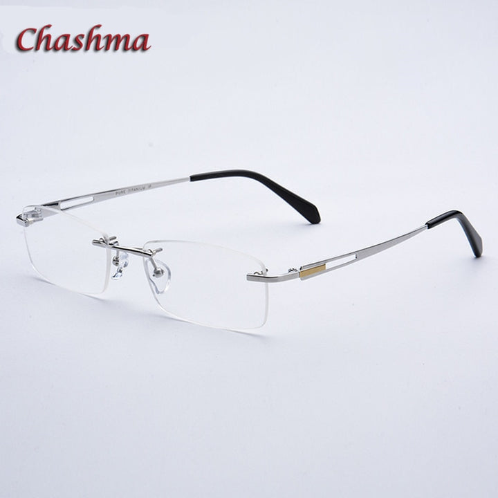 Chashma Ochki Unisex Rimless Square Titanium Eyeglasses 6607 Rimless Chashma Ochki