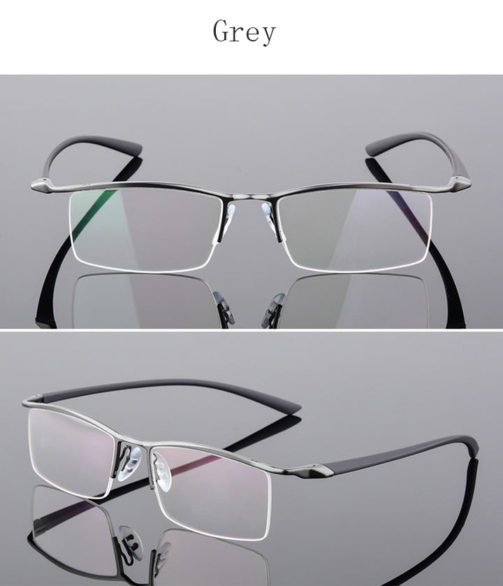 Reven Jate Men's Semi Rim Browline Alloy Eyeglasses P8190 Semi Rim Reven Jate