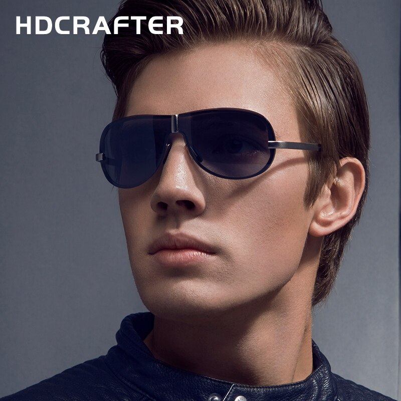 Hdcrafter Men's Full Rim Rectangle Oval Alloy Frame Polarized Sunglasses Sunglasses HdCrafter Sunglasses