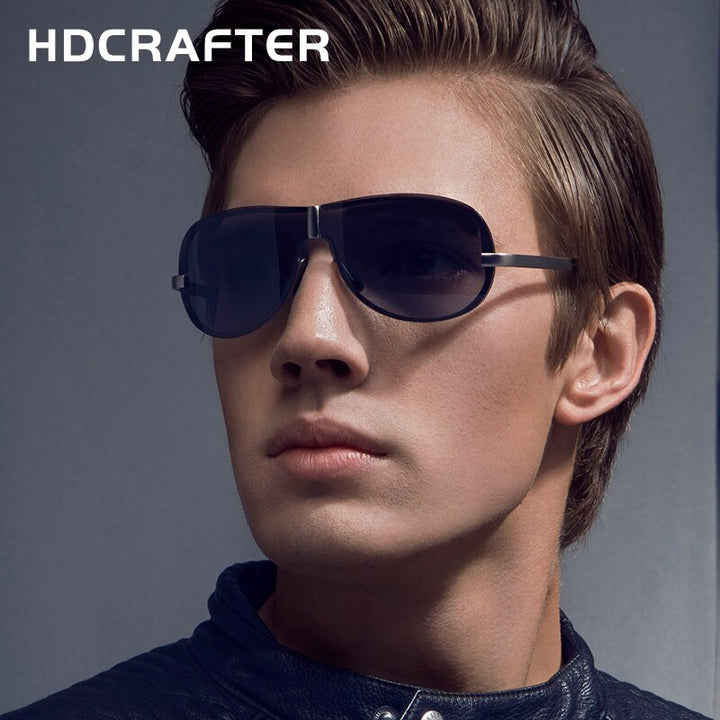 Hdcrafter Men's Full Rim Rectangle Oval Alloy Frame Polarized Sunglasses Sunglasses HdCrafter Sunglasses