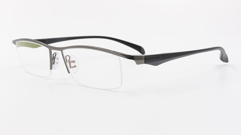 Men's Half Rim Titanium Alloy Frame TR-90 Temple Eyeglasses Np8011 Semi Rim Bclear gray