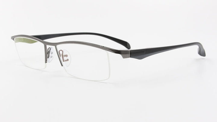 Men's Half Rim Titanium Alloy Frame TR-90 Temple Eyeglasses Np8011 Semi Rim Bclear gray