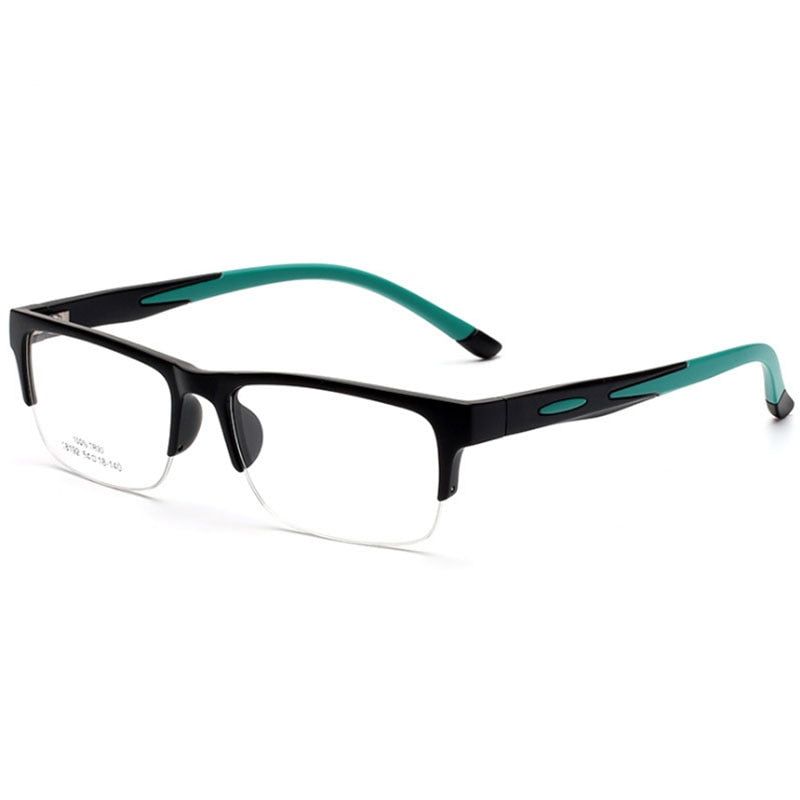 Hotochki Unisex Semi Rim TR-90 Resin Square Frame Eyeglasses 18192 Semi Rim Hotochki black green