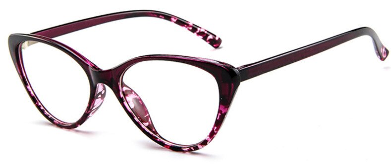 Women's Cat Eye Clear Acetate Frame Eyeglasses Frame Brightzone Purple Flowers  
