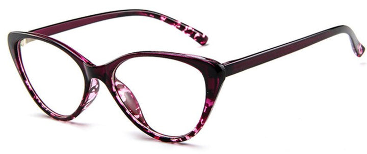 Brightzone Women's Full Rim Cat Eye Acetate Eyeglasses C885 Full Rim Brightzone Purple Flowers