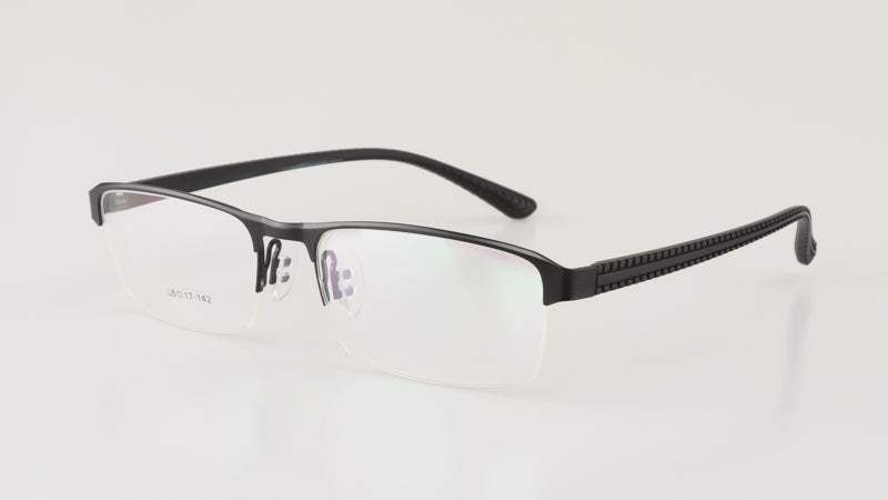 Hdcrafter Men's Semi Rim Rectangle Titanium Alloy Frame Photochromic Reading Glasses 9bs Reading Glasses Hdcrafter Eyeglasses