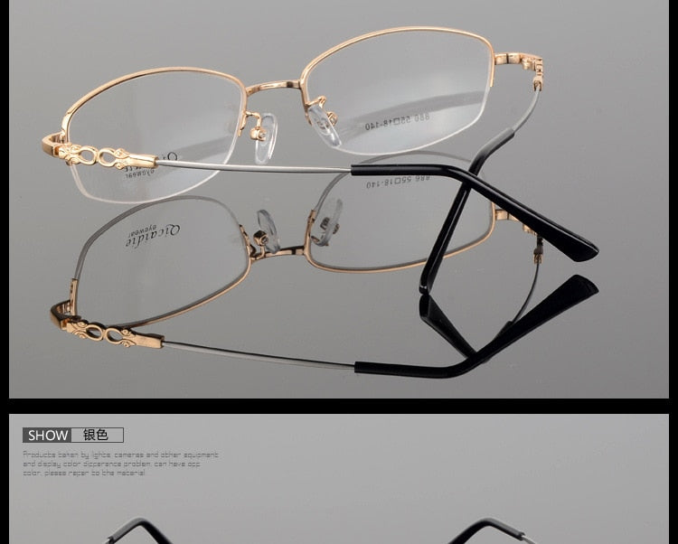 Women's Alloy Frame Half Rim Eyeglasses 886 Semi Rim Bclear