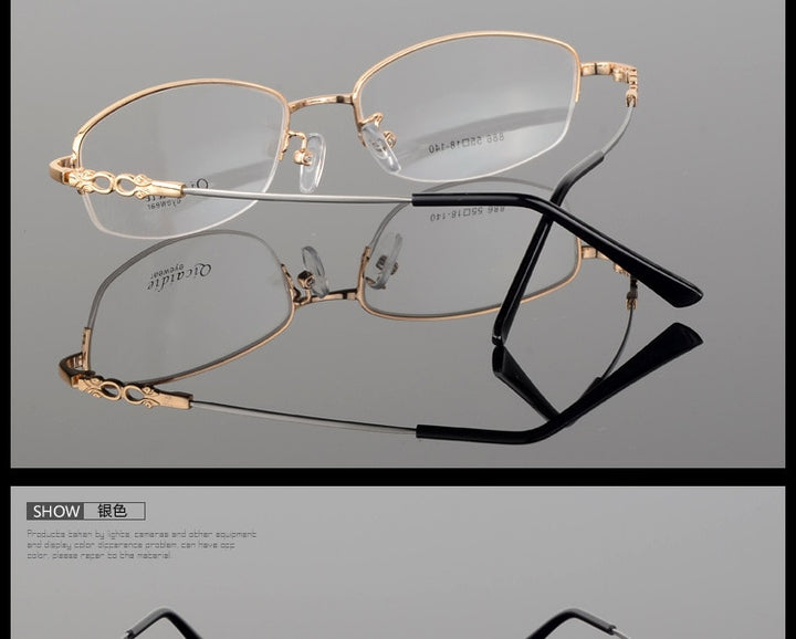 Women's Alloy Frame Half Rim Eyeglasses 886 Semi Rim Bclear