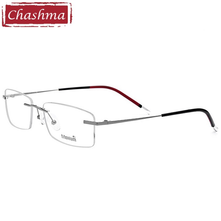 Chashma Men's Rimless Rectangle Titanium Eyeglasses 9202 Rimless Chashma Gray