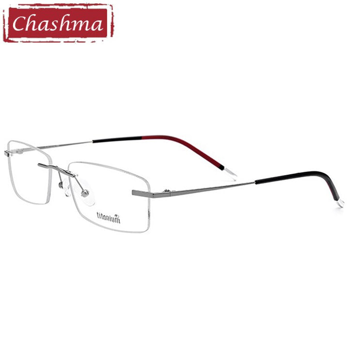 Chashma Men's Rimless Rectangle Titanium Eyeglasses 9202 Rimless Chashma Gray