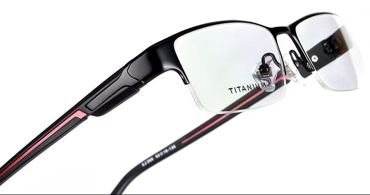 Reven Jate Men's Semi Rim Rectangle Titanium Eyeglasses L266 Semi Rim Reven Jate