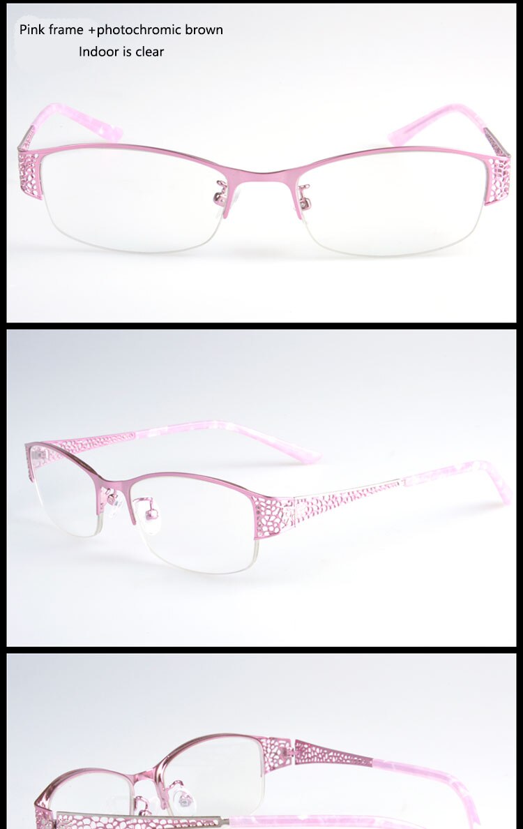 Bclear Women's Alloy Semi Rim Eyeglasses Photochromic P99001 Semi Rim Bclear