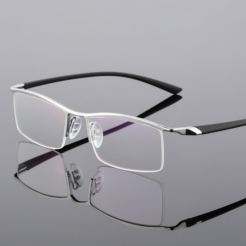 Reven Jate Men's Semi Rim Browline Alloy Eyeglasses P8190 Semi Rim Reven Jate Silver