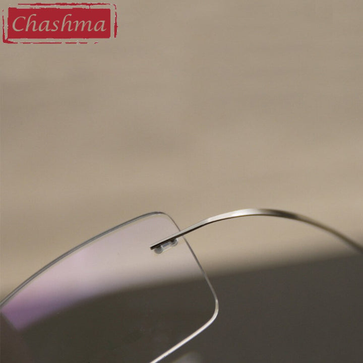 Chashma Unisex Rimless Rectangle Titanium Eyeglasses T788 Rimless Chashma