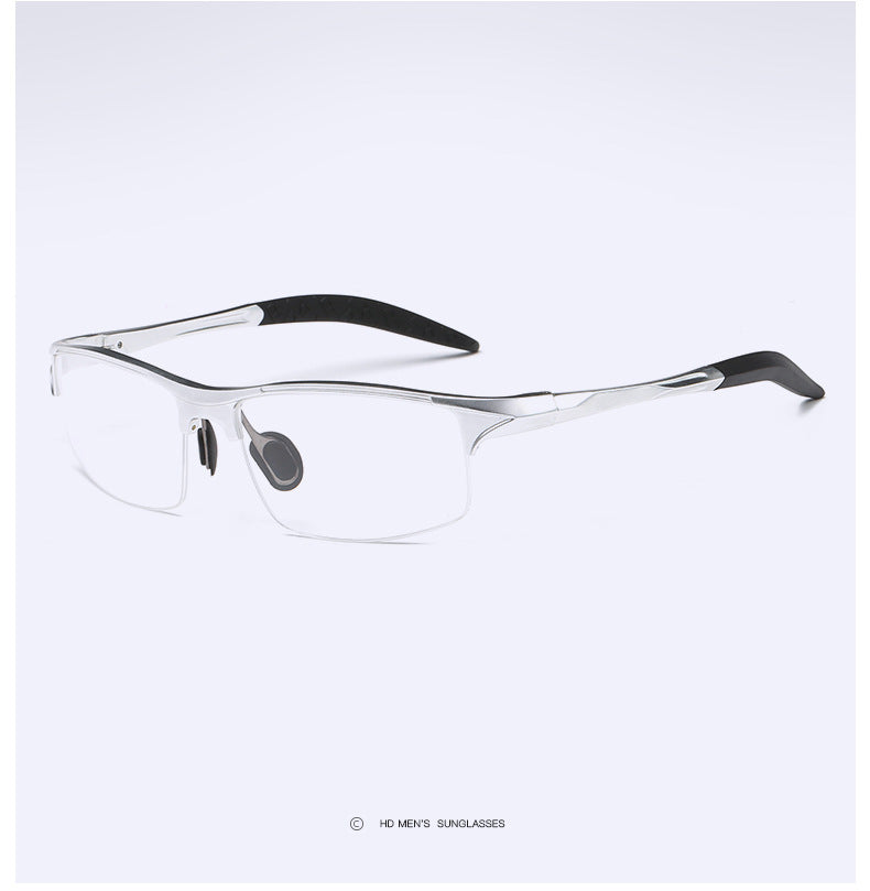Hdcrafter Men's Semi Rim Square Rectangle Aluminun Alloy Frame Eyeglasses L8177 Semi Rim Hdcrafter Eyeglasses