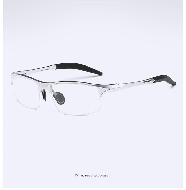 Hdcrafter Men's Semi Rim Square Rectangle Aluminun Alloy Frame Eyeglasses L8177 Semi Rim Hdcrafter Eyeglasses
