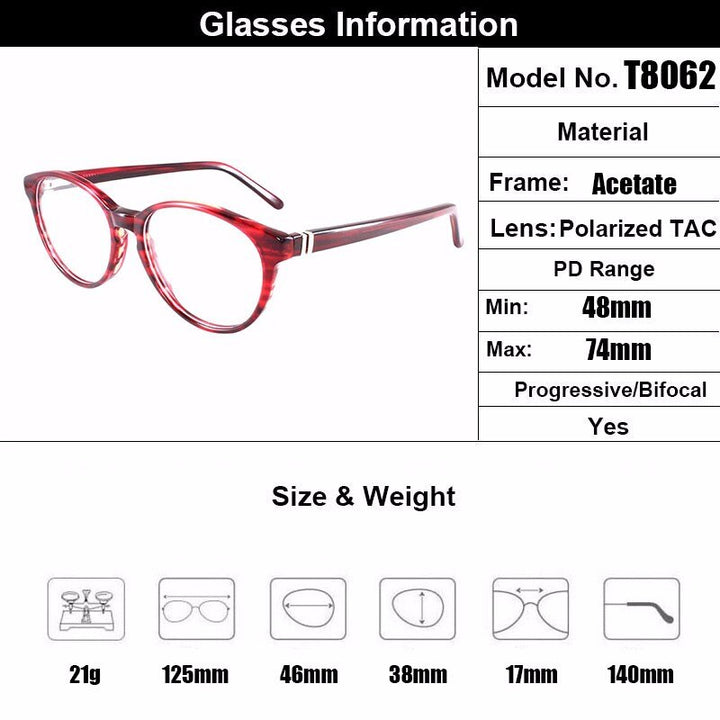 Gmei Women's Eyeglasses Burgundy Acetate Spring Hinges T8062 Full Rim Gmei Optical