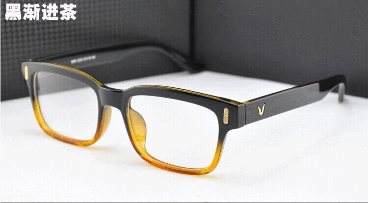 Unisex Eyeglasses V-Shaped Frame Plastic Acetate 8084 Frame Brightzone Brown Gradient  