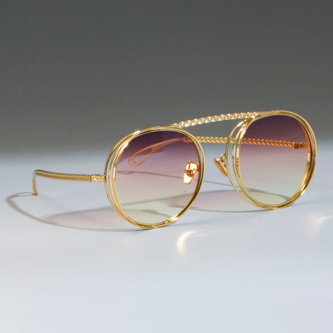 CCspace Women's Full Rim Steampunk Round Alloy Frame Sunglasses 47803 Sunglasses CCspace Sunglasses