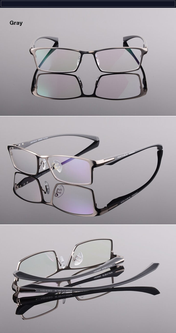 Hotochki Men's Full Rim Rectangular Alloy Acetate Frame Eyeglasses Full Rim Hotochki