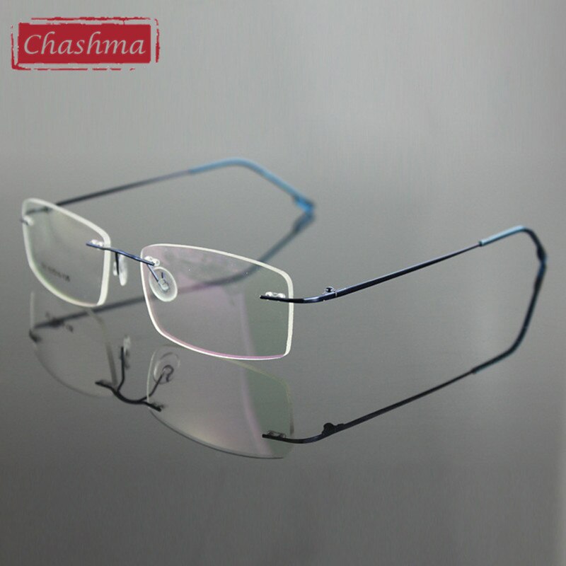 Chashma Ottica Unisex Rimless Square Rectangle Titanium Eyeglasses 763 Rimless Chashma Ottica