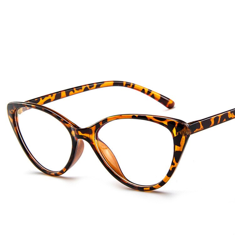 Women's Cat Eye Clear Acetate Frame Eyeglasses Frame Brightzone Leopard  