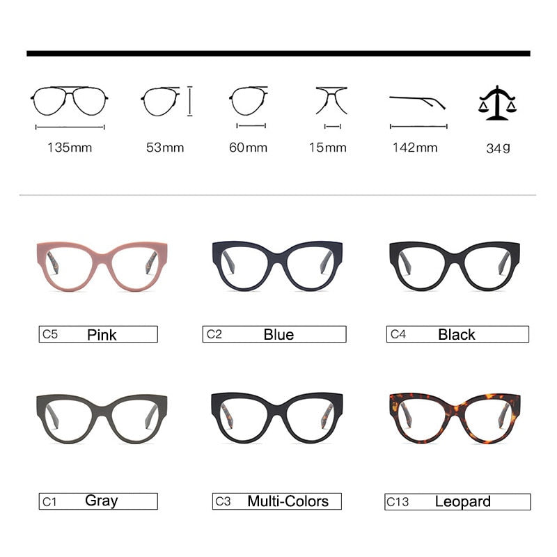 Hotony Women's Full Rim Cat Eye Acetate Frame Eyeglasses 92161 Full Rim Hotony