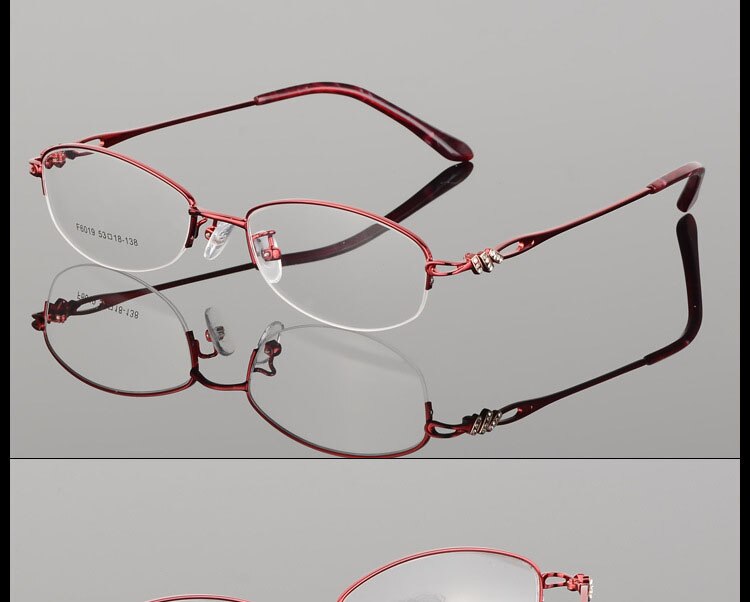Women's Semi Rim Alloy Frame Eyeglasses F6019 Semi Rim Bclear