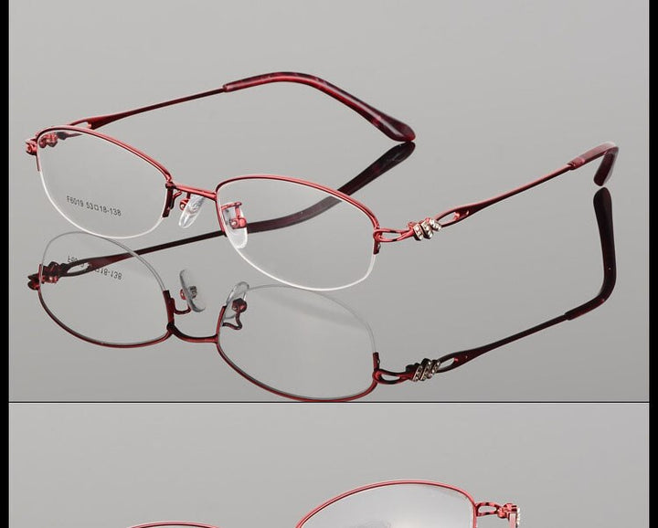 Women's Semi Rim Alloy Frame Eyeglasses F6019 Semi Rim Bclear