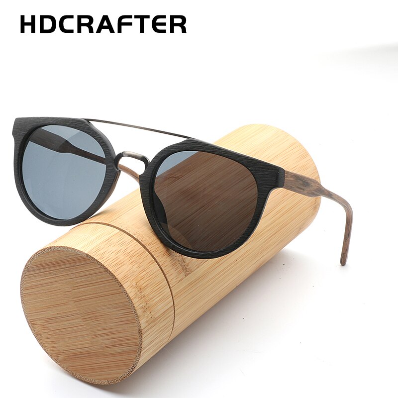 Hdcrafter Unisex Full Rim Round Wood Metal Frame Polarized Sunglasses Lhb023 Sunglasses HdCrafter Sunglasses