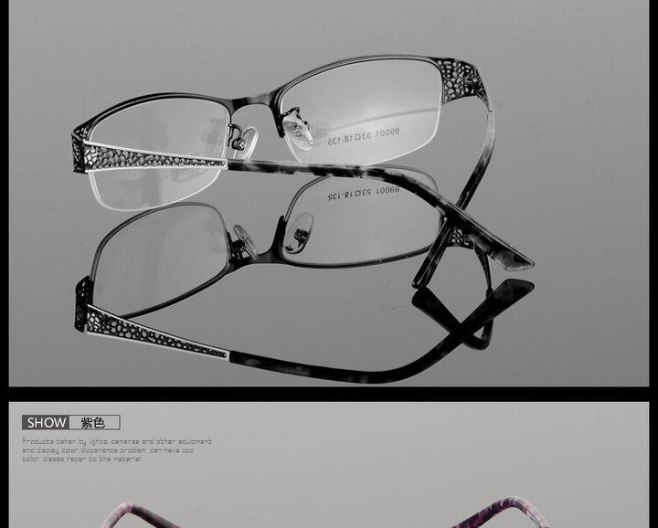 Women's Semi Rim Alloy Frame Eyeglasses 99001 Semi Rim Bclear