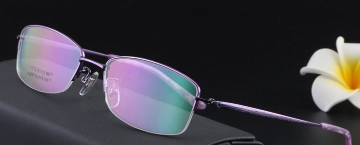 Women's Titanium Semi Rim Frame Eyeglasses Lr8957 Semi Rim Bclear