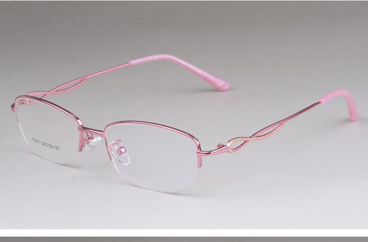 Women's Half Rim Alloy Frame Eyeglasses F6051 Semi Rim Bclear