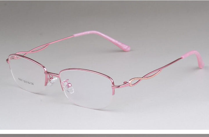Women's Half Rim Alloy Frame Eyeglasses F6051 Semi Rim Bclear