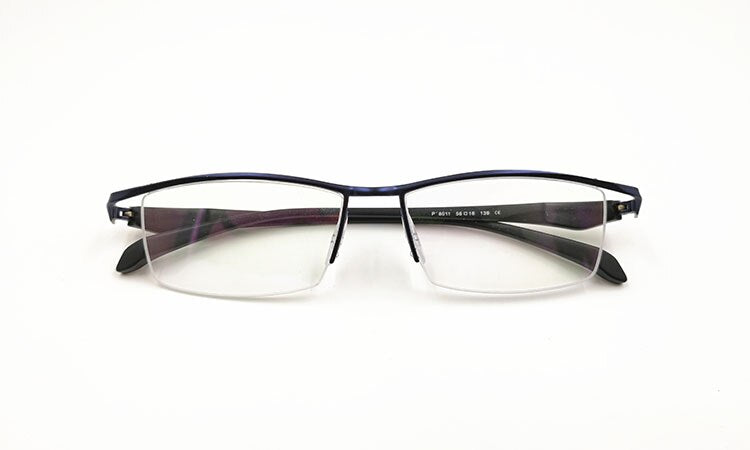 Bclear Men's Eyeglasses Semi Rim Square Titanium Alloy Semi Rim Bclear Blue